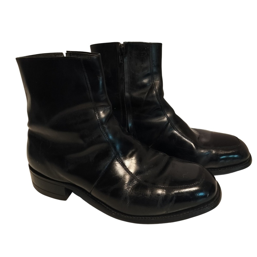 Goodyear GT Black Leather Boots Mens 12W SideZip Oilproof ANSI Z41 PT91 34743345
